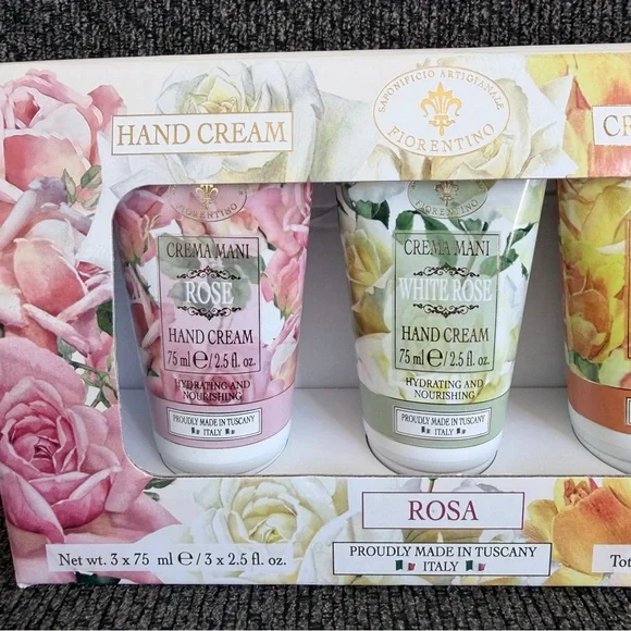 Rosa Hand Cream Set - Rose, White Rose, Yellow Rose -NWT - Picture 2 of 5